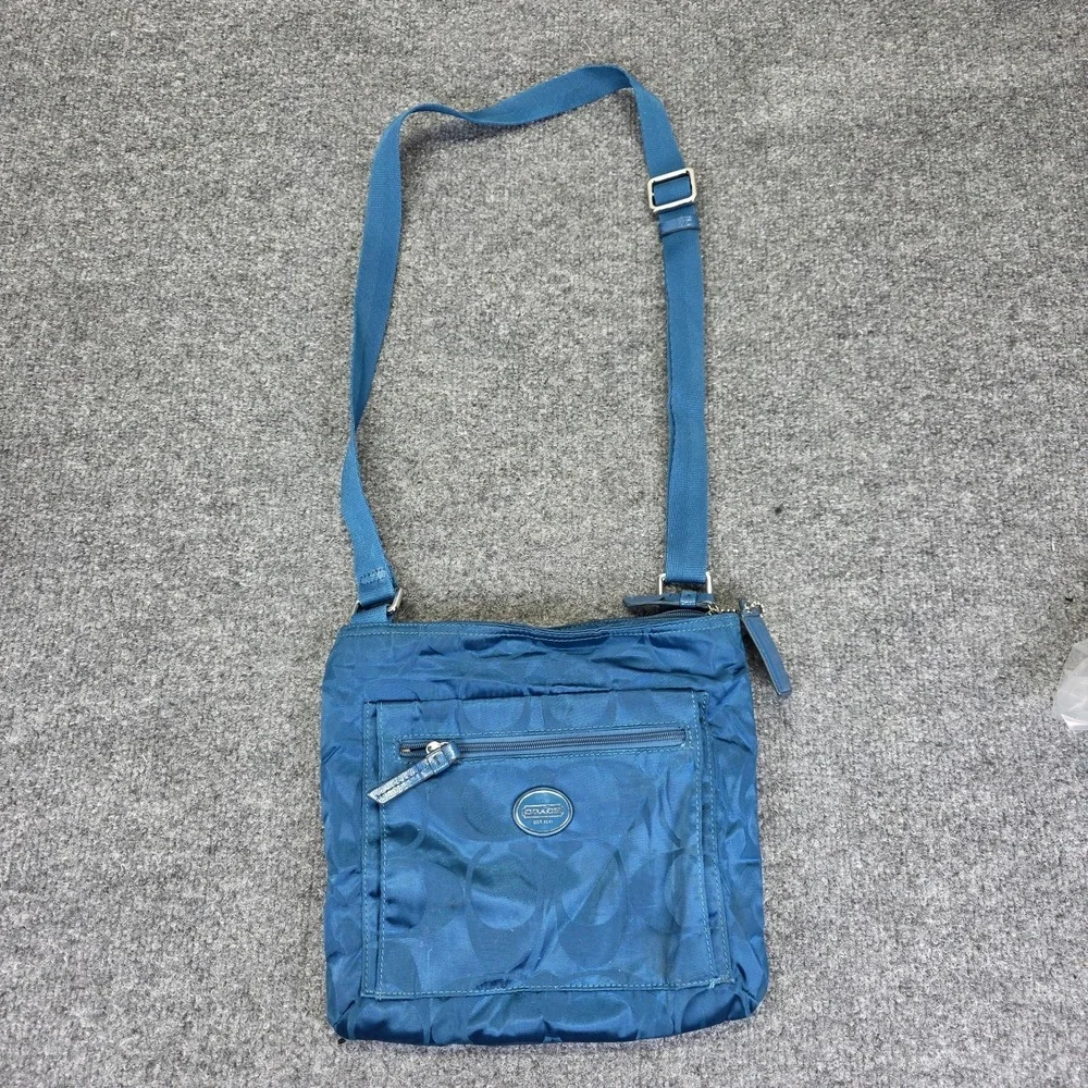 Coach Crossbody‎ Blue Nylon With Leather Tag